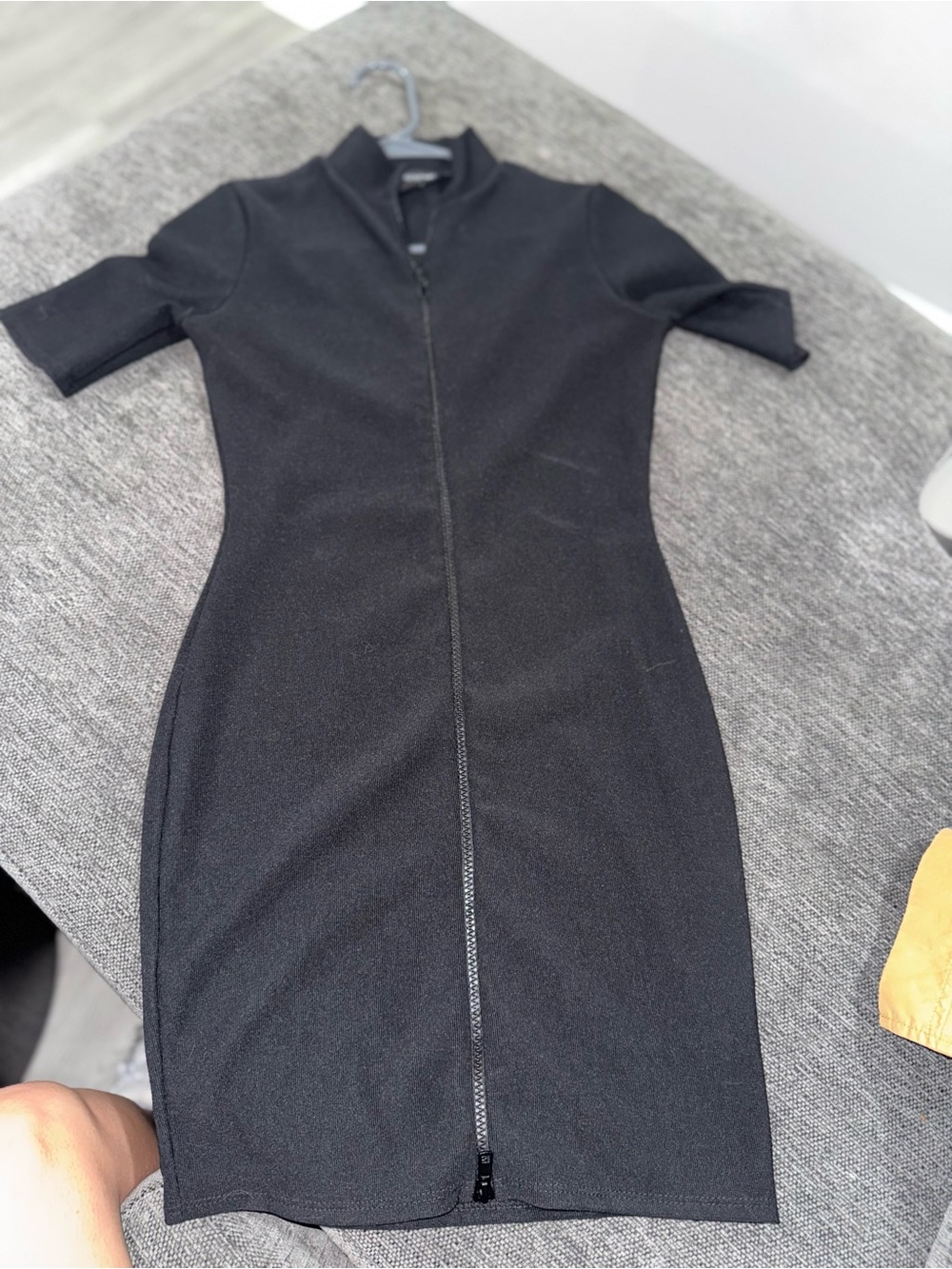 PrettyLittleThing Black Zip-Front Bodycon Mini Dress